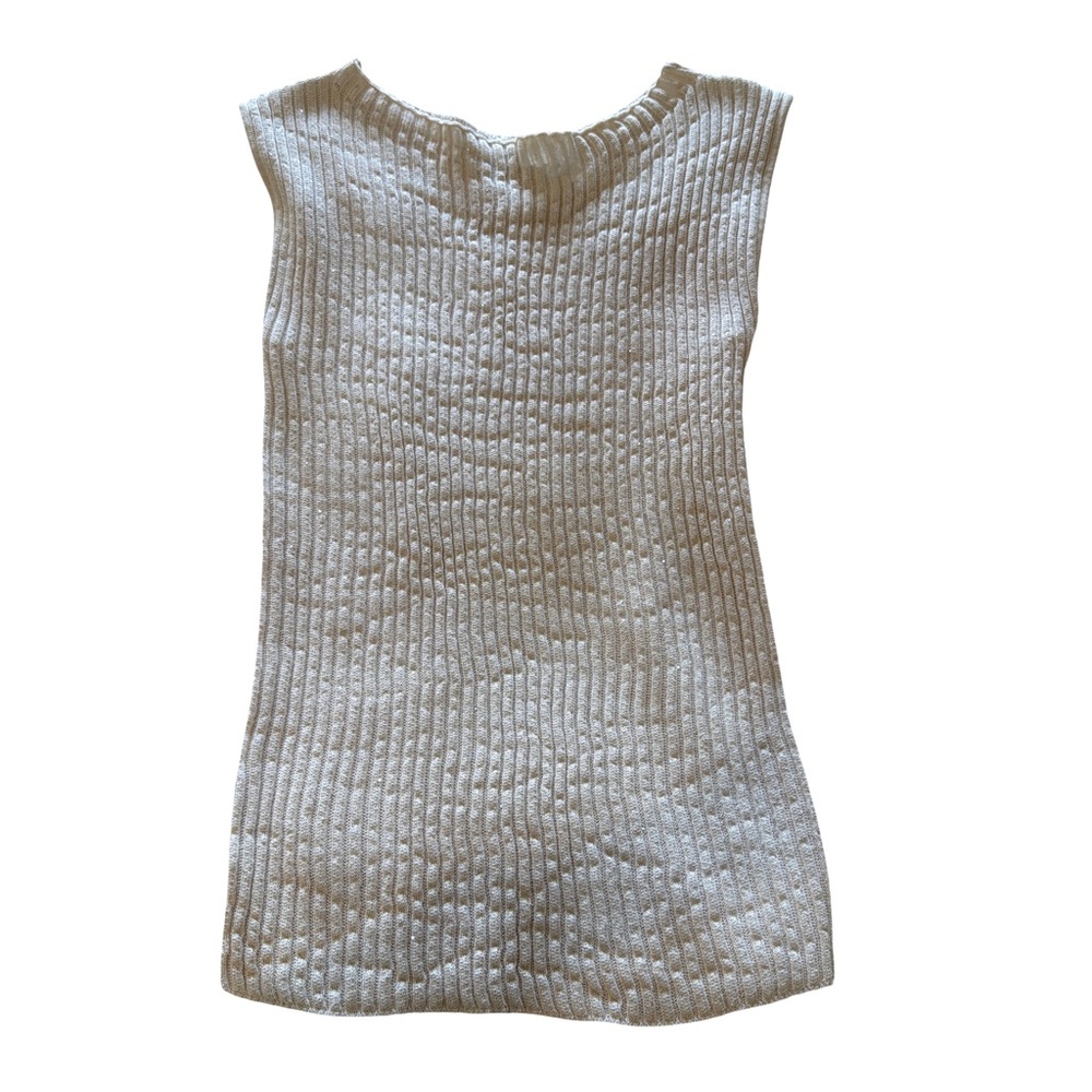 Zara Cream Ribbed Boatneck with Sparkles Top for Evening Wear